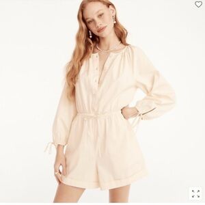 J crew cotton poplin tie sleeve romper